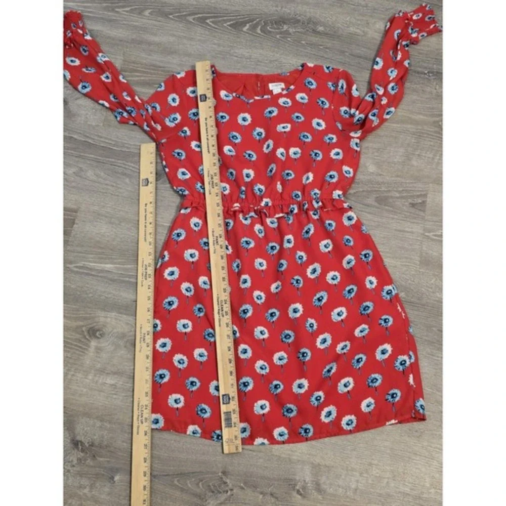 J. Crew Women's Dandelion Print Long Sleeve Dress Ruffle Elastic Cuff‎ Size 8